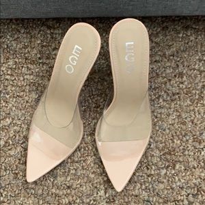 Ego Perspex clear nude mule heel